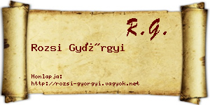 Rozsi Györgyi névjegykártya